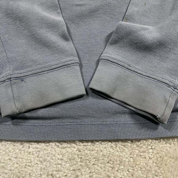 Carhartt Sweater Mens Large Blue Quarter Zip Waffle Knit Pullover Work Pocket - Picture 5 of 11